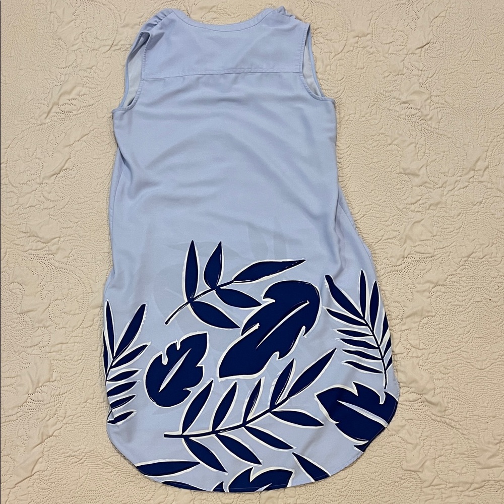 Merona Light Blue Sleeveless Midi Dress with Navy Leaf Print - Picture 10 of 11
